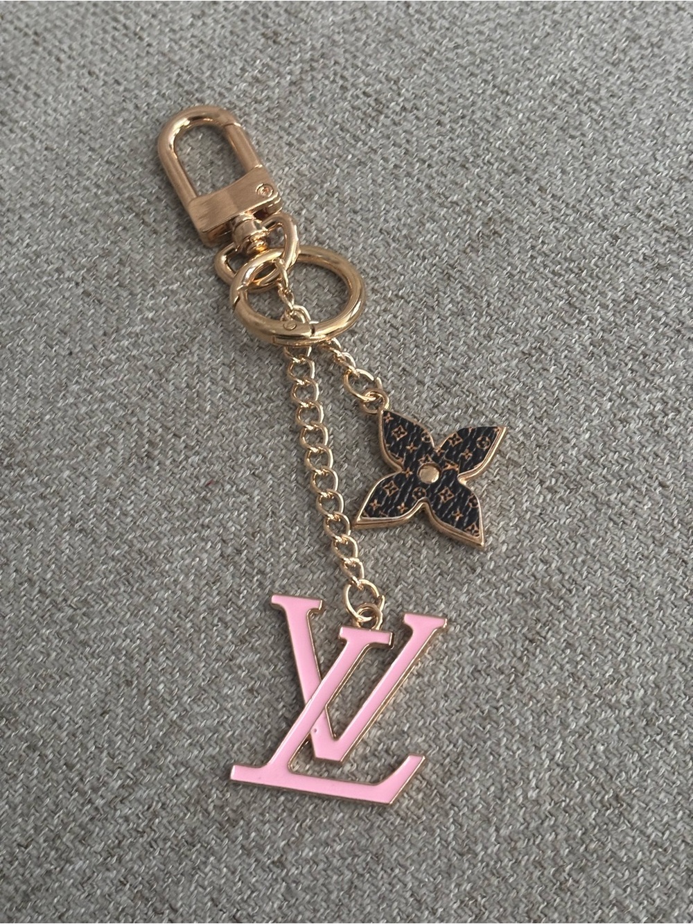 Pink and Gold  LV Logo Key Chain/charm